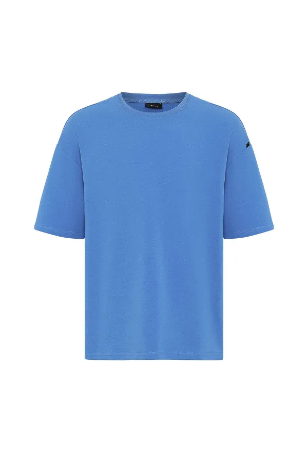 Basic Oversize Şort Takım Mavi