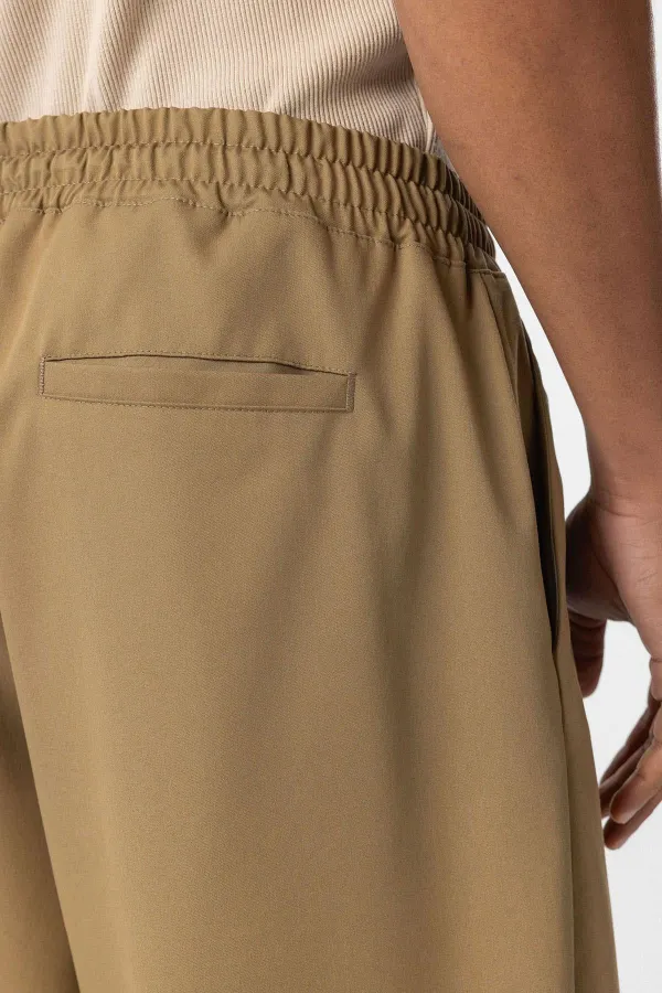 Pantalon ample à taille élastique, kaki