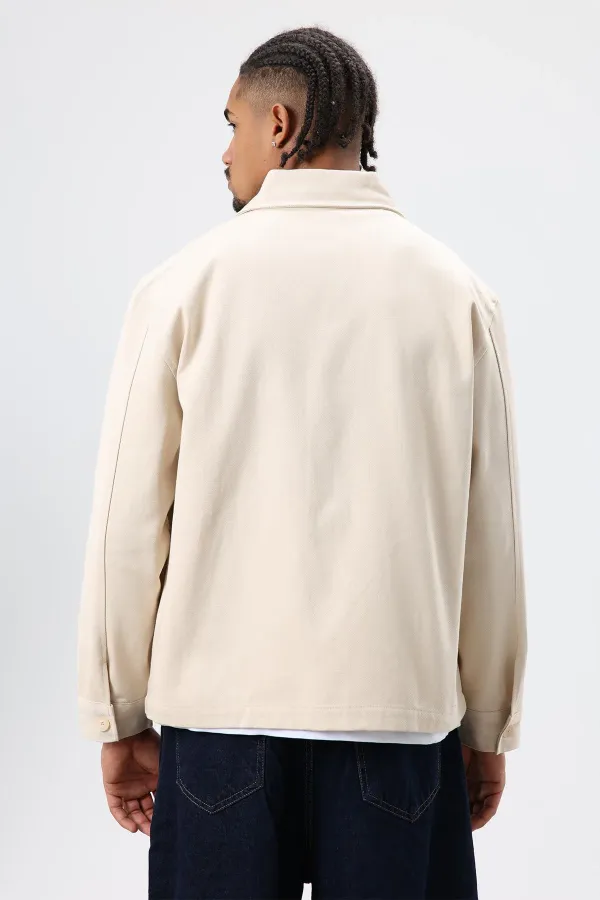 Boxy Fit Gabardin Ceket Bej