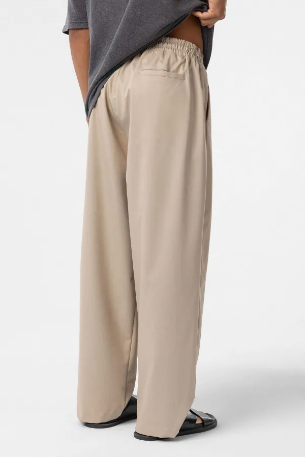 Pantalon ample à taille élastique couleur