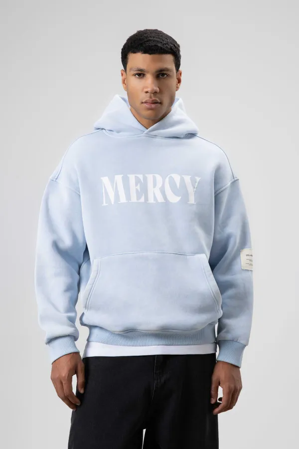 Card Detail Washed Oversize Sweatshirt Baby Blue
