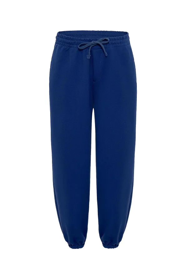 Pantalon de survêtement basique à taille élastique, coupe oversize, bleu marine