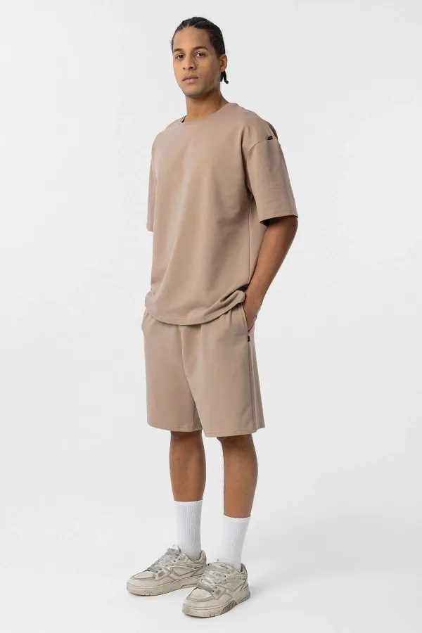 Basic Oversize Şort Takım Vizon