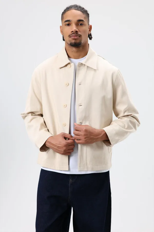 Boxy Fit Gabardin Ceket Bej