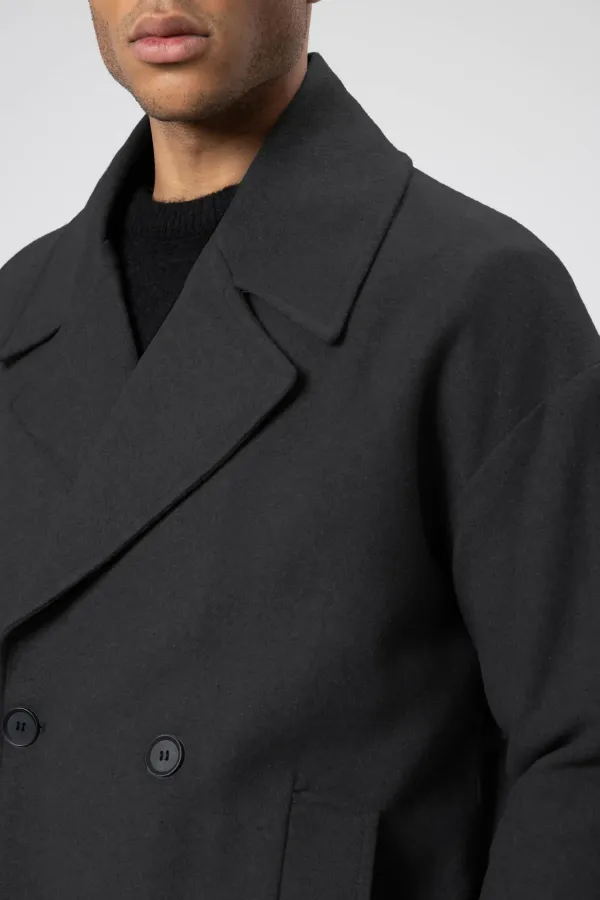 Veste courte oversize croisée en cachemire, anthracite