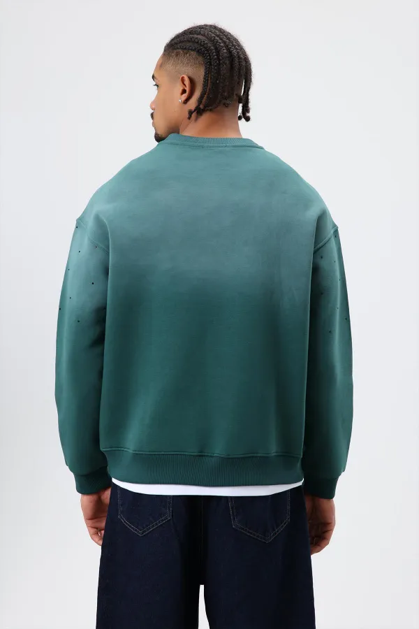 Sweat-shirt oversize à détails en pierre délavée, bleu marine