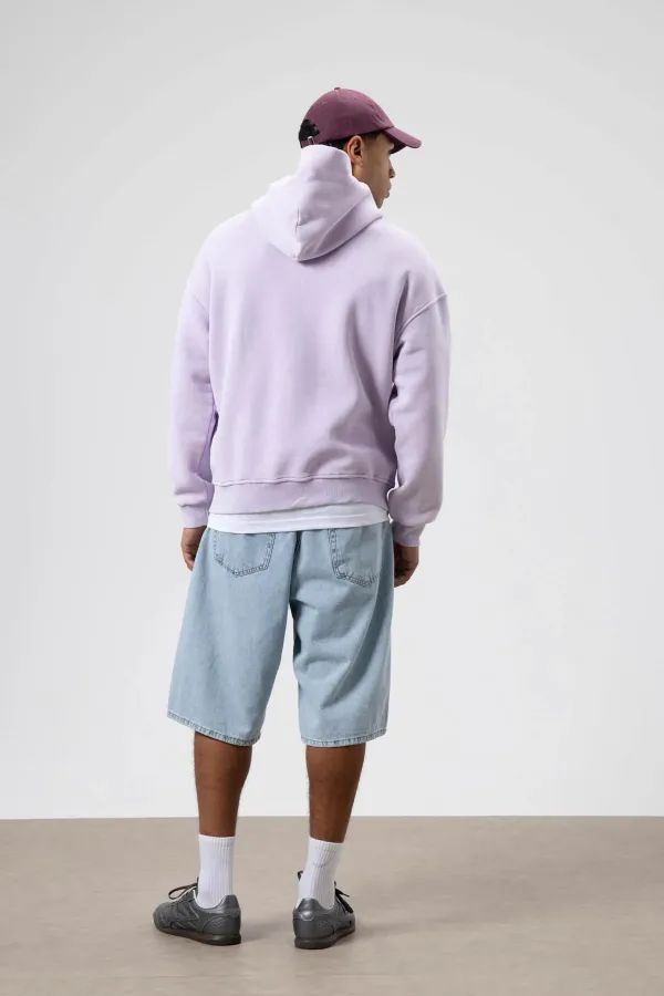 Card Detail Washed Oversize Sweatshirt Lilac