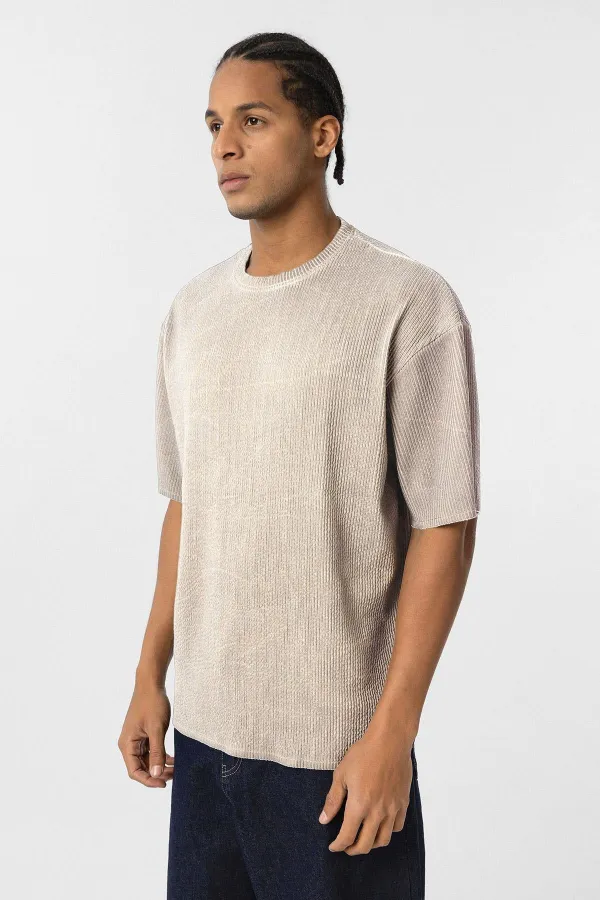 Yıkamalı Ottoman Basic Oversize Tişört Taş