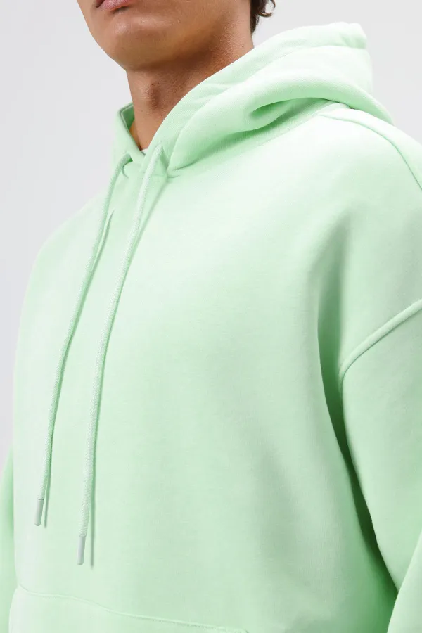 Sweat à capuche basique oversize délavé menthe