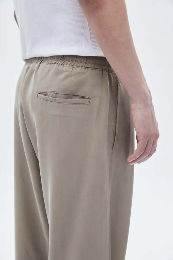 Rahat Kalıp Lyocell Kumaş Pantolon Haki