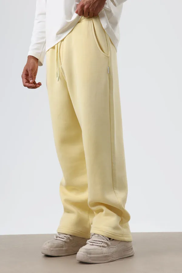 Yıkamalı Baggy Eşofman Alt Sarı