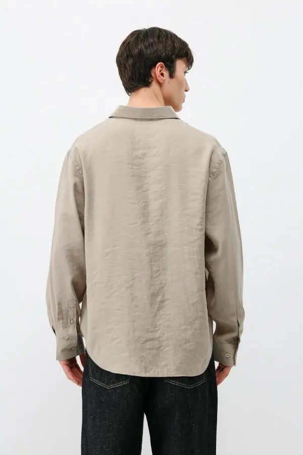 Chemise oversize beige en modal