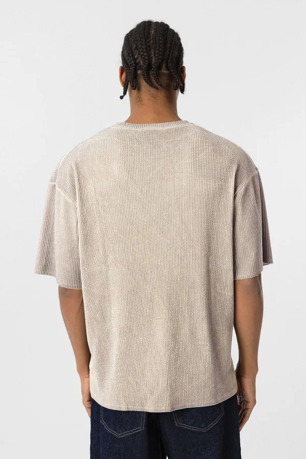 Yıkamalı Ottoman Basic Oversize Tişört Taş