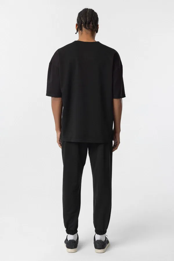Basic Oversize Paça Lastikli Eşofman Takım Siyah