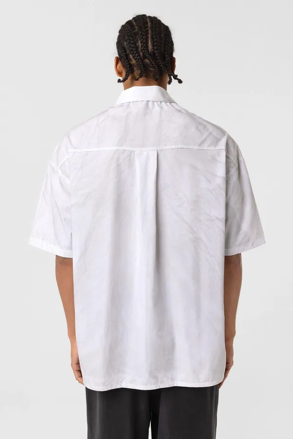 Oversize Washed Poplin Shirt, Ecru