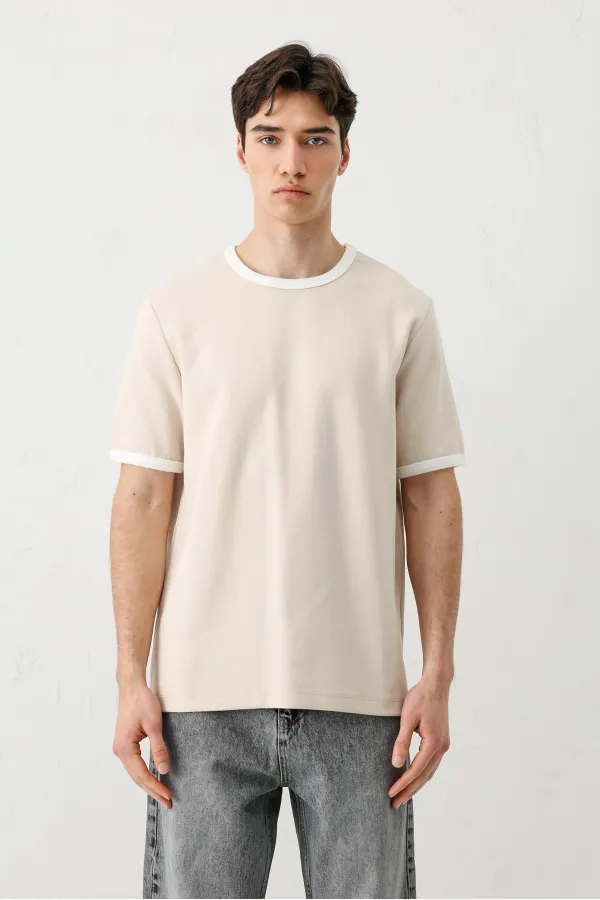 Kısa Kollu Regular Fit Tişört Taş