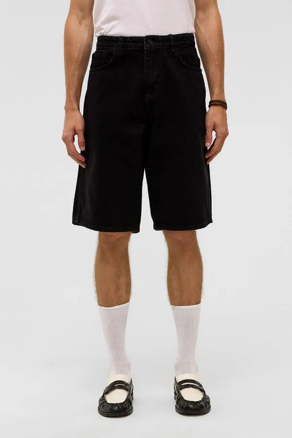 Oversize Bermuda Denim Shorts Black