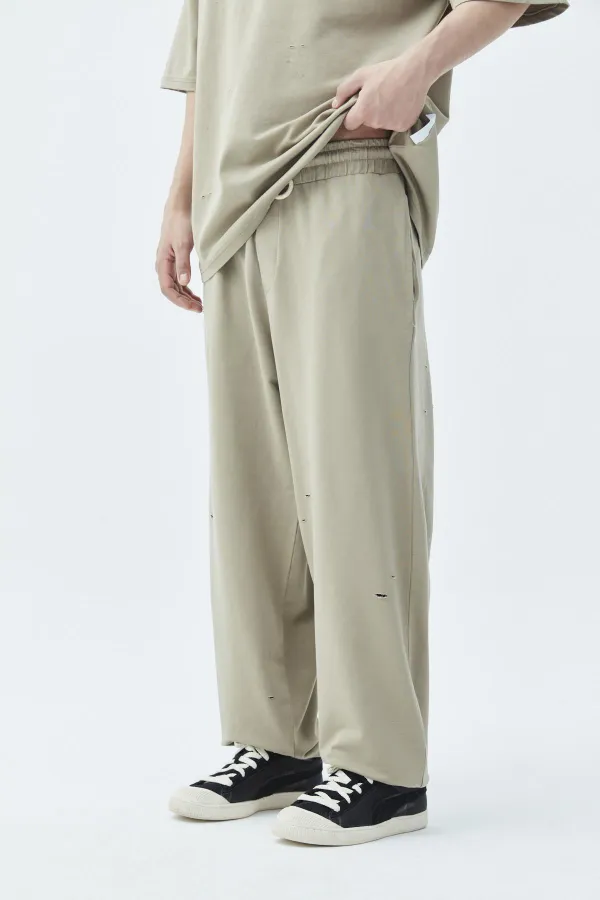 Delik Detaylı Oversize Eşofman Takım Vizon