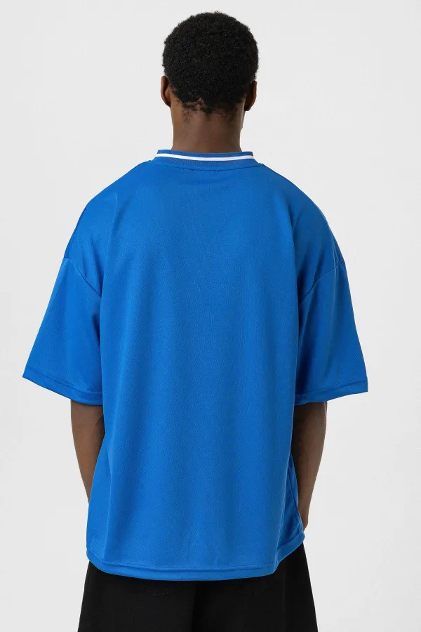 Baskılı Oversize Forma Tişört Saks