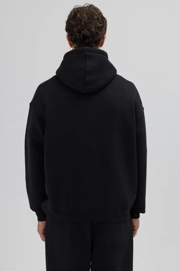 Basic Oversize Hooded Sweatshirt Black
