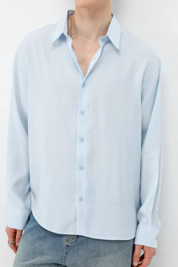 Modal Fabric Oversize Shirt, Baby Blue