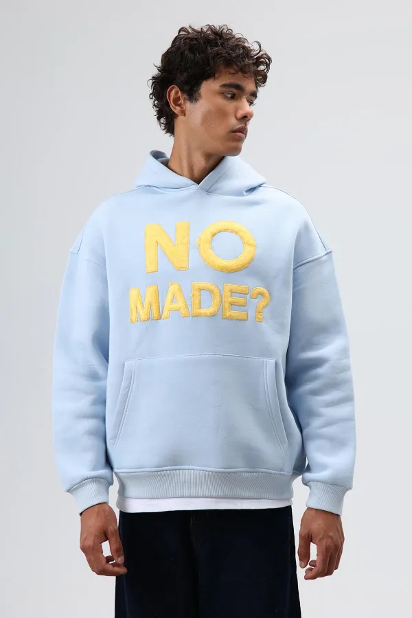 Sweat à capuche imprimé oversize bleu ciel