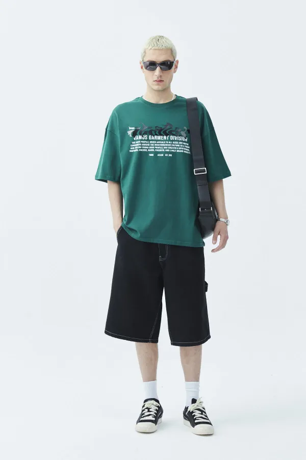 T-shirt oversize à imprimé en relief Atelier, bleu marine