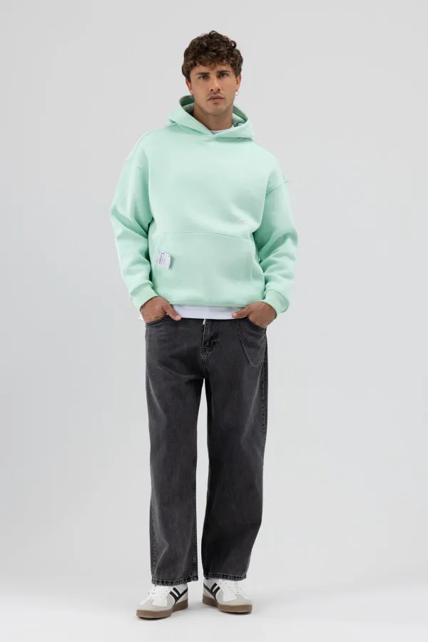 Sweat-shirt à capuche oversize imprimé menthe