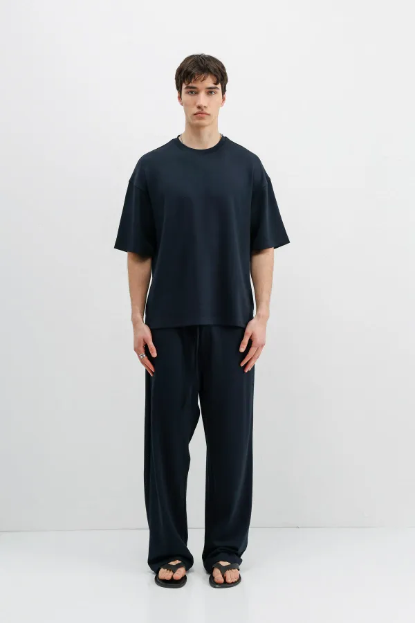 Corduroy Baggy Sweatpants Navy Blue