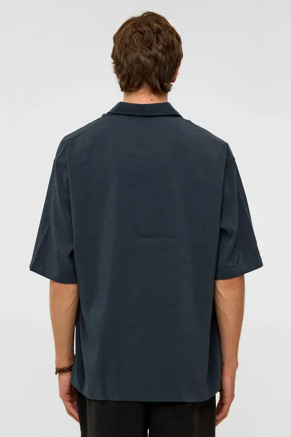 Basic Oversize Short-Sleeve Modal Shirt, Dark Gray