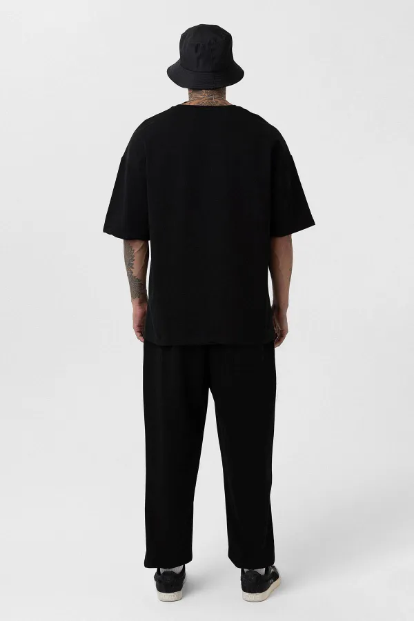 Paça Lastikli Basic Oversize Eşofman Takımı Siyah