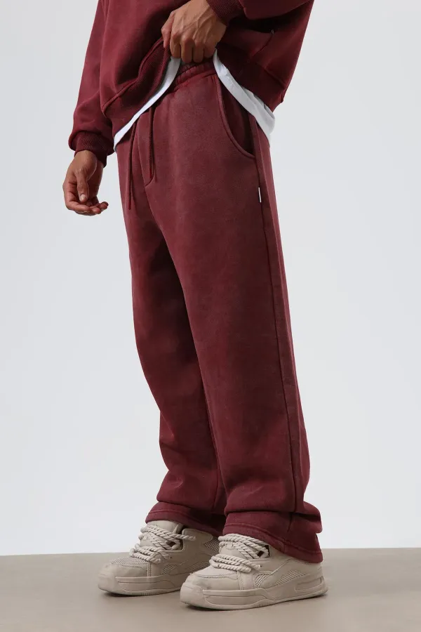 Washed Baggy Sweatpants Burgundy