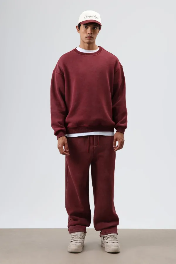 Washed Baggy Sweatpants Burgundy