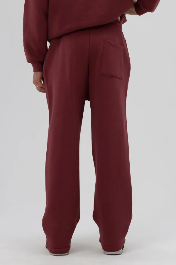 Basic Baggy Sweatpants Bottoms Burgundy