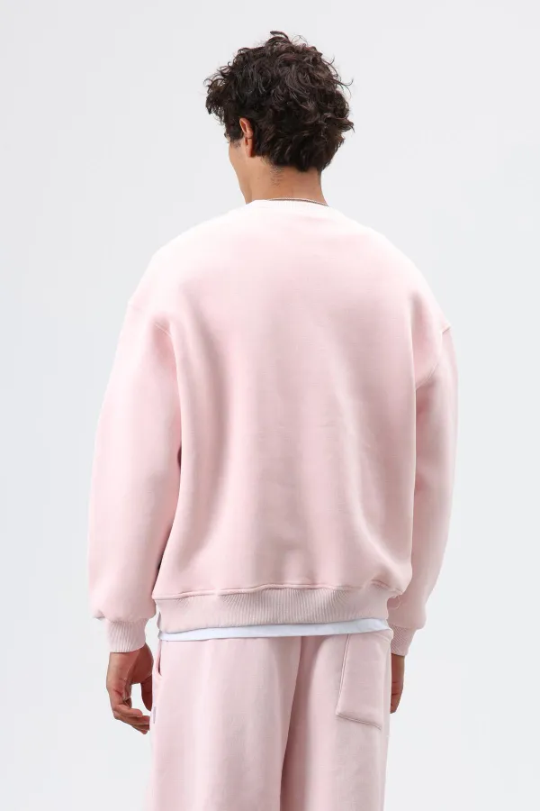 Sweat-shirt basique oversize délavé rose