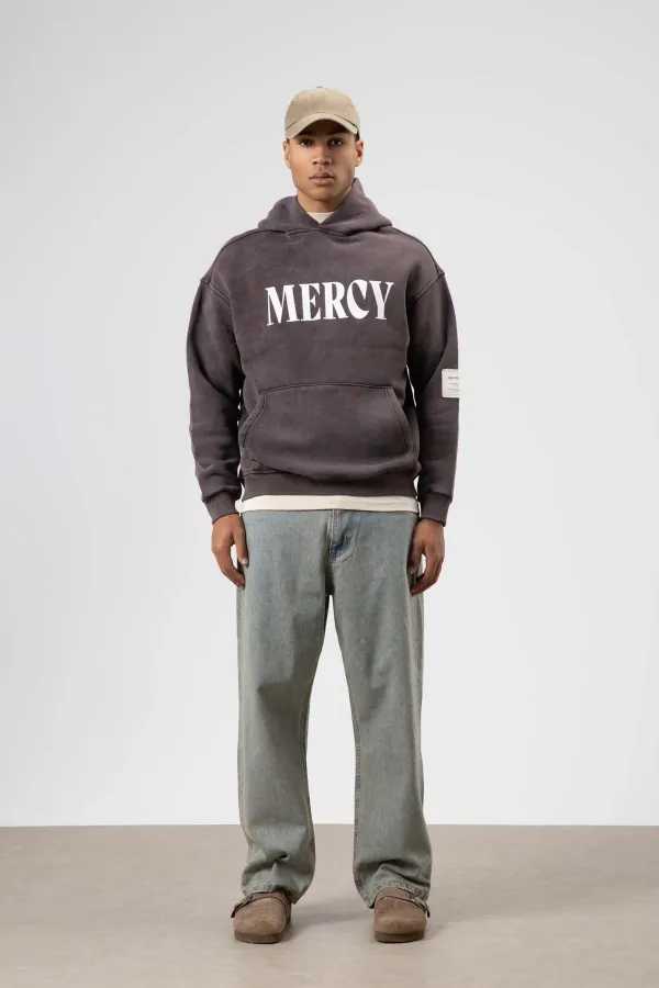 Card Detail Washed Oversize Sweatshirt Coffee