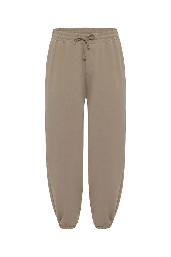 Basic Elastic Waist Oversize Sweatpants Mink