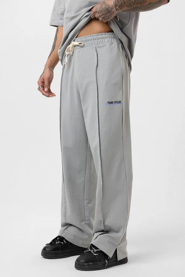 Paça Yırtmatçlı Oversize  Eşofman Takım Gri