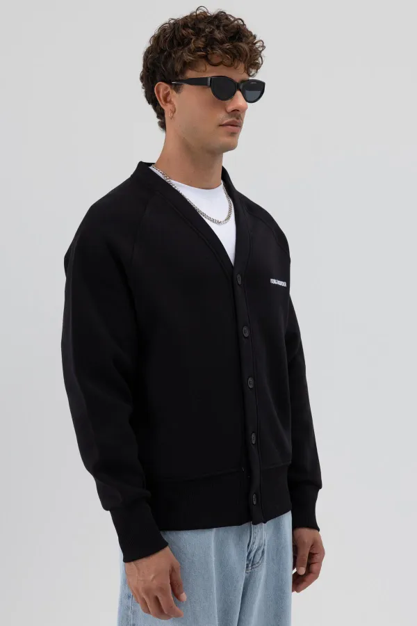 Sweat-shirt oversize à boutons noir