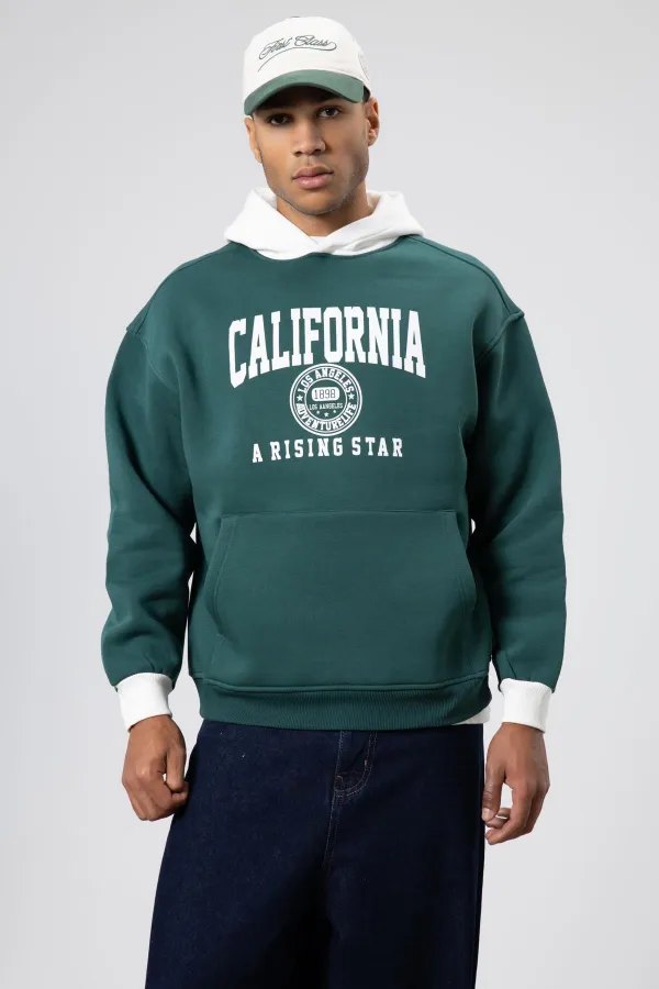 Sweat-shirt oversize imprimé bicolore, bleu marine