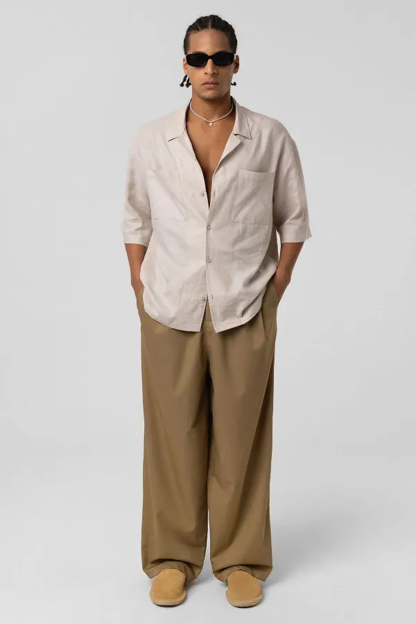 Baggy Fit Kumaş Pantolon Haki