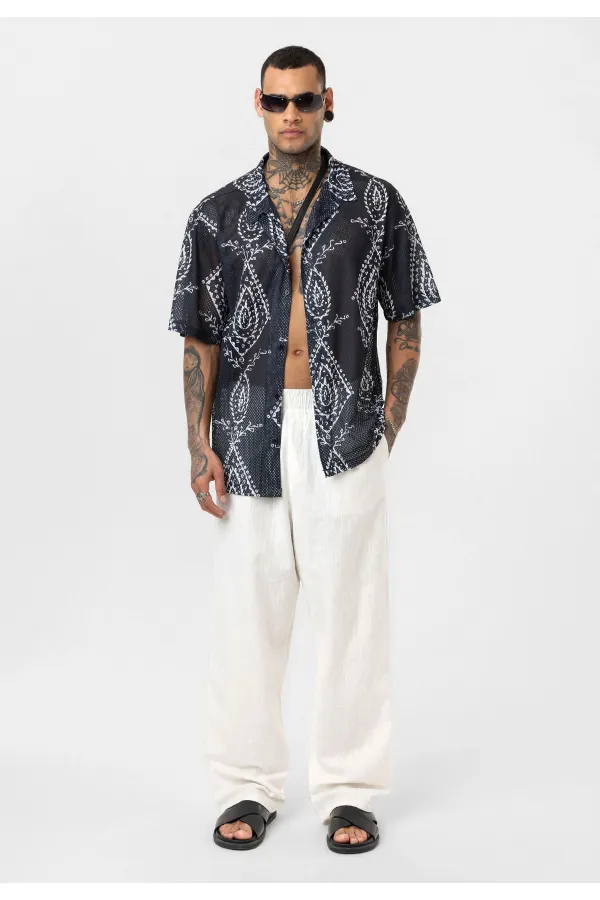 Patterned Corduroy Oversize Shirt Pattern-11