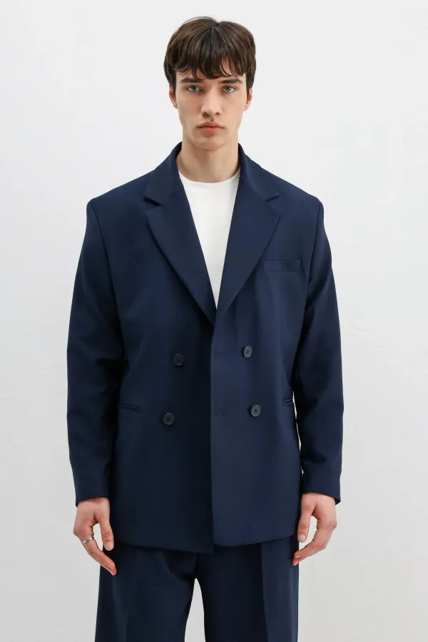 Costume croisé oversize, bleu marine