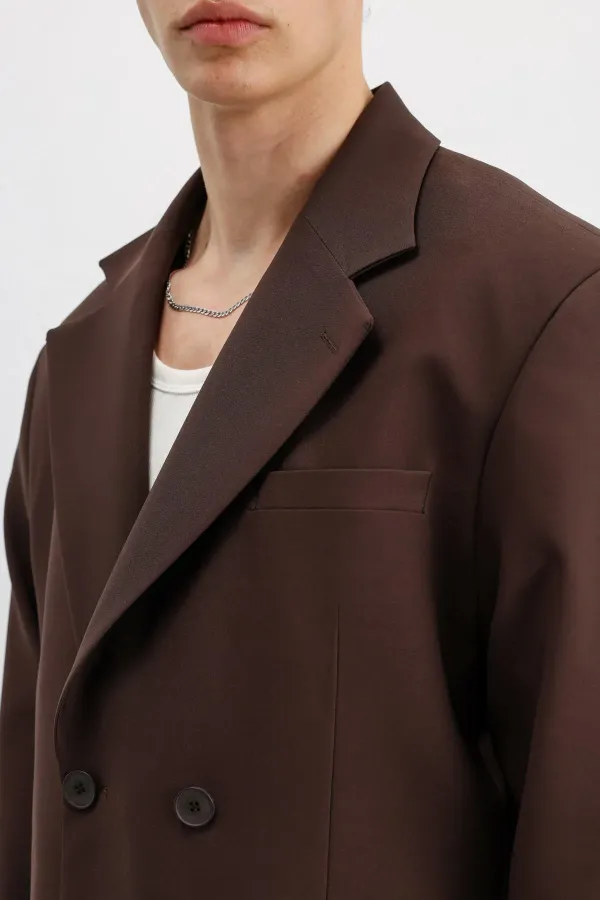 Costume croisé oversize marron