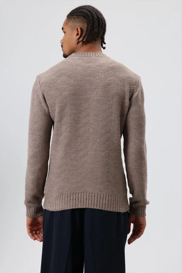 Pull oversize à col rond en maille, couleur vison