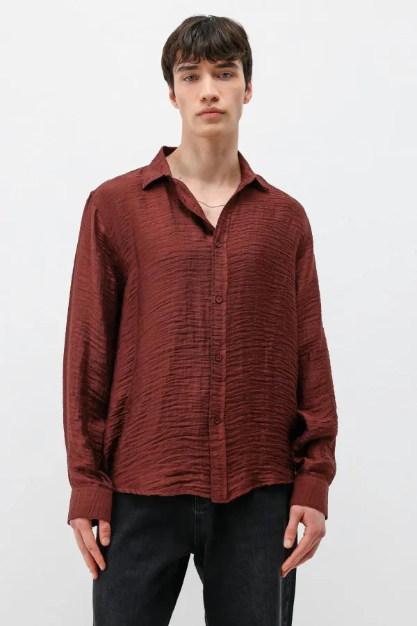Chemise oversize texturée bordeaux