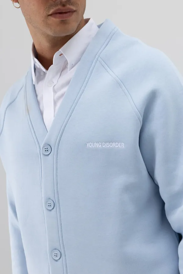 Sweat-shirt oversize à boutons, bleu ciel