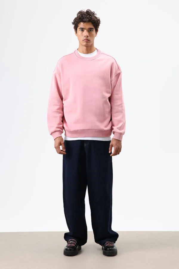 Sweat-shirt basique oversize délavé saumon