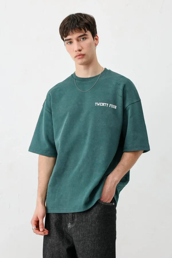 T-shirt oversize imprimé, bleu marine