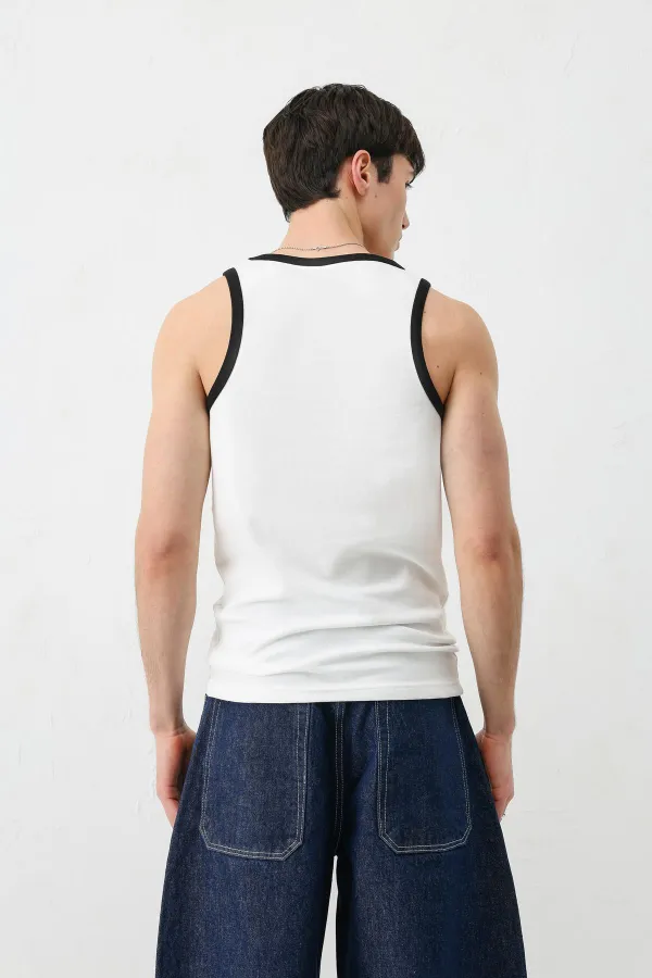 Oversize Askılı Tişört Beyaz